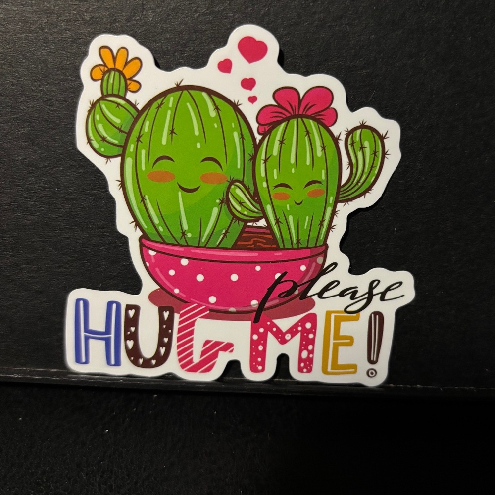 PLEASE HUG ME CATCUS STICKER